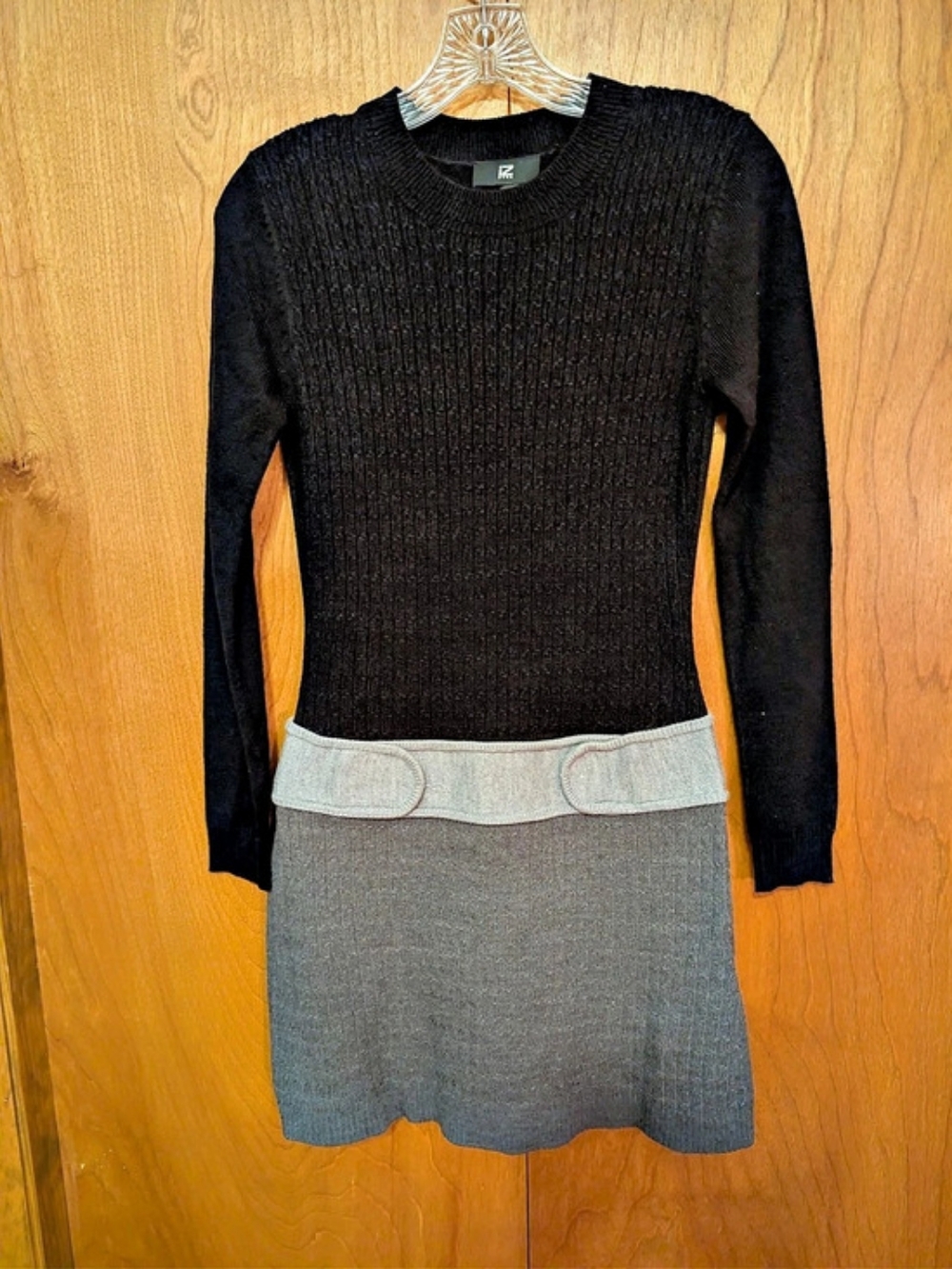 IZ Byer Knit Mini Dress Black & Gray Size Small